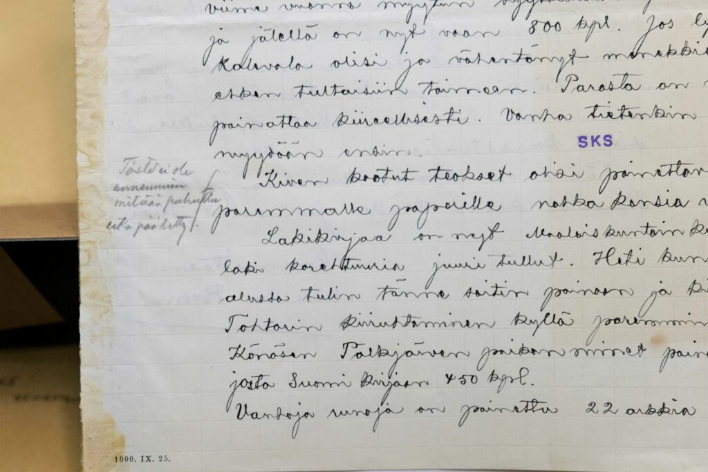 Ote kustannusvarojen hoitaja Bohmin kirjeestä.